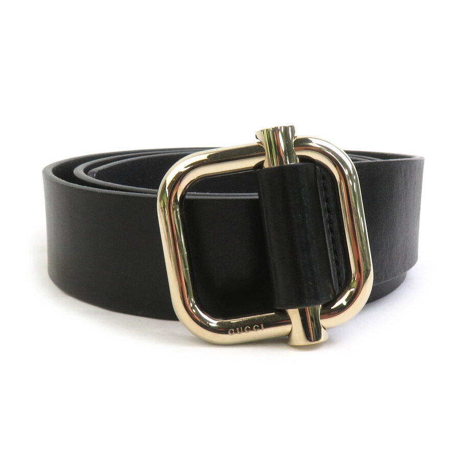 グッチ GUCCI ベルト レザー/メタル ブラック/ライトゴールド メンズ 163507 送料無料【中古】 e61567a