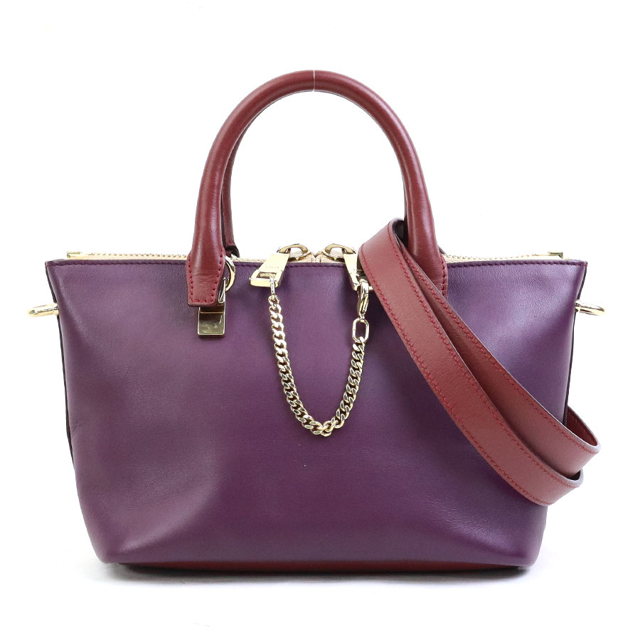 樂天商城 - クロエ Chloe ハンドバッグ ショルダーバッグ ベイリーミニ レザー レッド×パープル レディース 送料無料【中古】 r11052a
