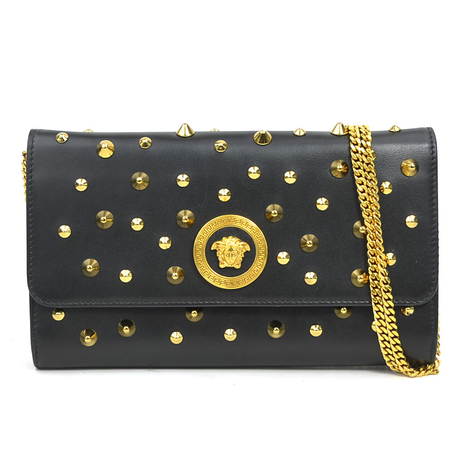 樂天商城 - ヴェルサーチ VERSACE チェーンウォレット レザー ブラック レディース 送料無料【中古】 r11074a