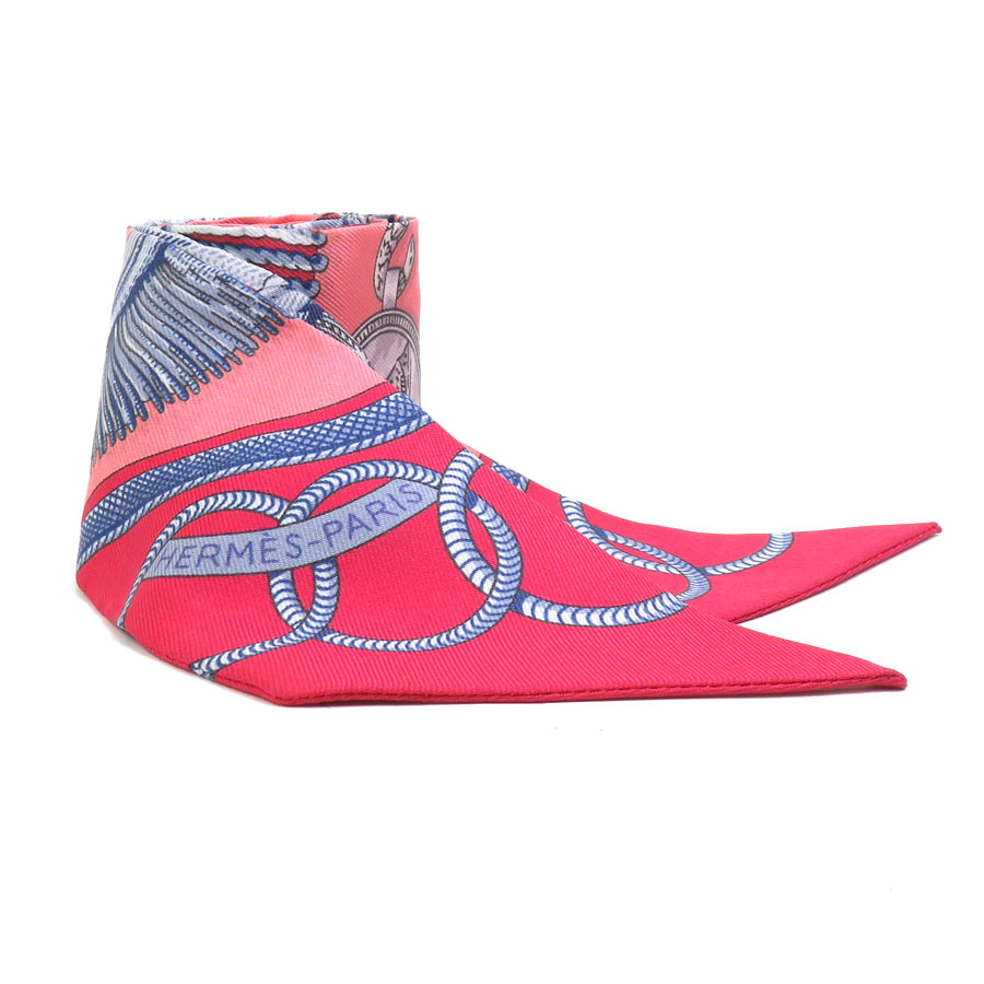 Silk - エルメス HERMES スカーフ ツイリー シルク ピンク/マルチカラー レディース 送料無料【中古】 e61585j