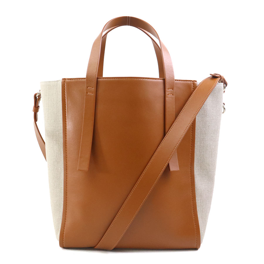 クロエ Chloe ハンドバッグ ショルダーバッグ クロエ センス レザー/キャンバス ブラウン×ベージュ レディース 送料無料【中古】 90239a