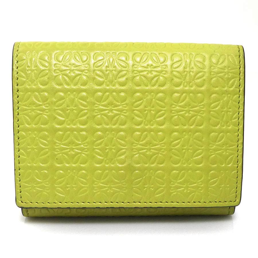 樂天商城 - ロエベ LOEWE 三つ折り財布 レザー イエローグリーン レディース 送料無料【中古】 56616a