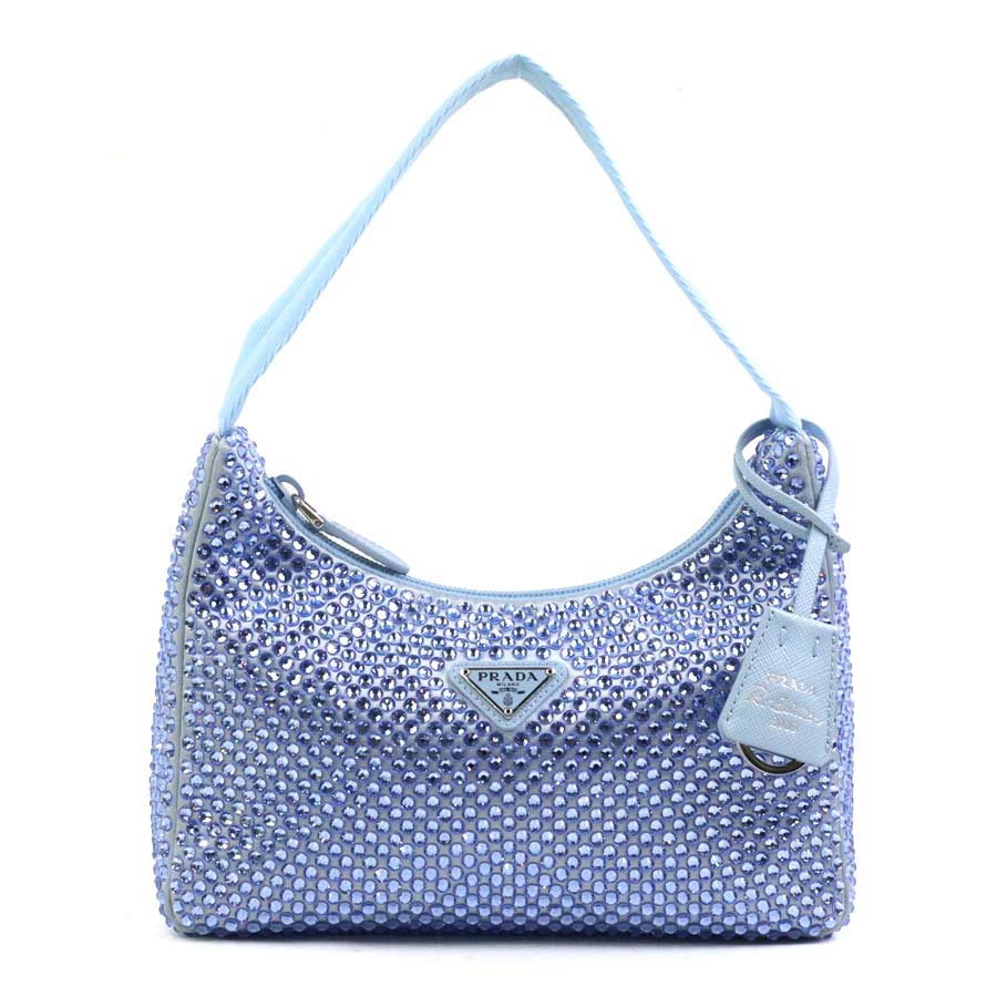 樂天商城 - プラダ PRADA ハンドバッグ シルク/クリスタル/ビスコース ブルー レディース 1BC515 送料無料【中古】 90244k