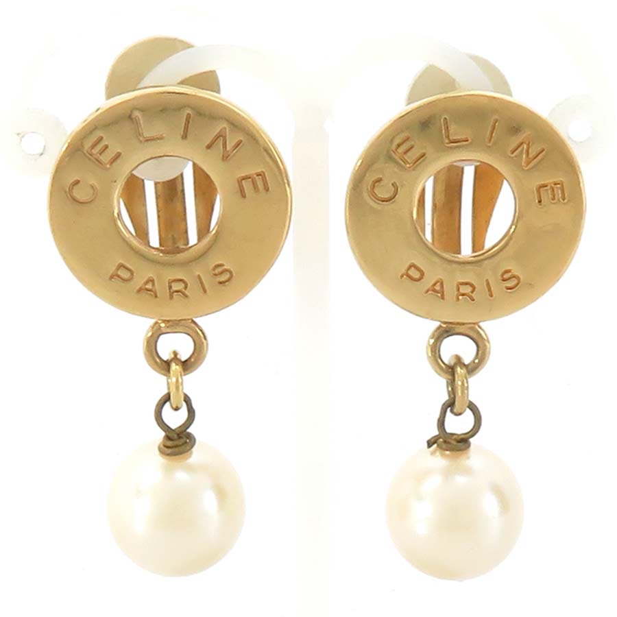 樂天商城 - セリーヌ CELINE イヤリング メタル/フェイクパール ゴールド/ホワイト レディース 送料無料【中古】 56643a