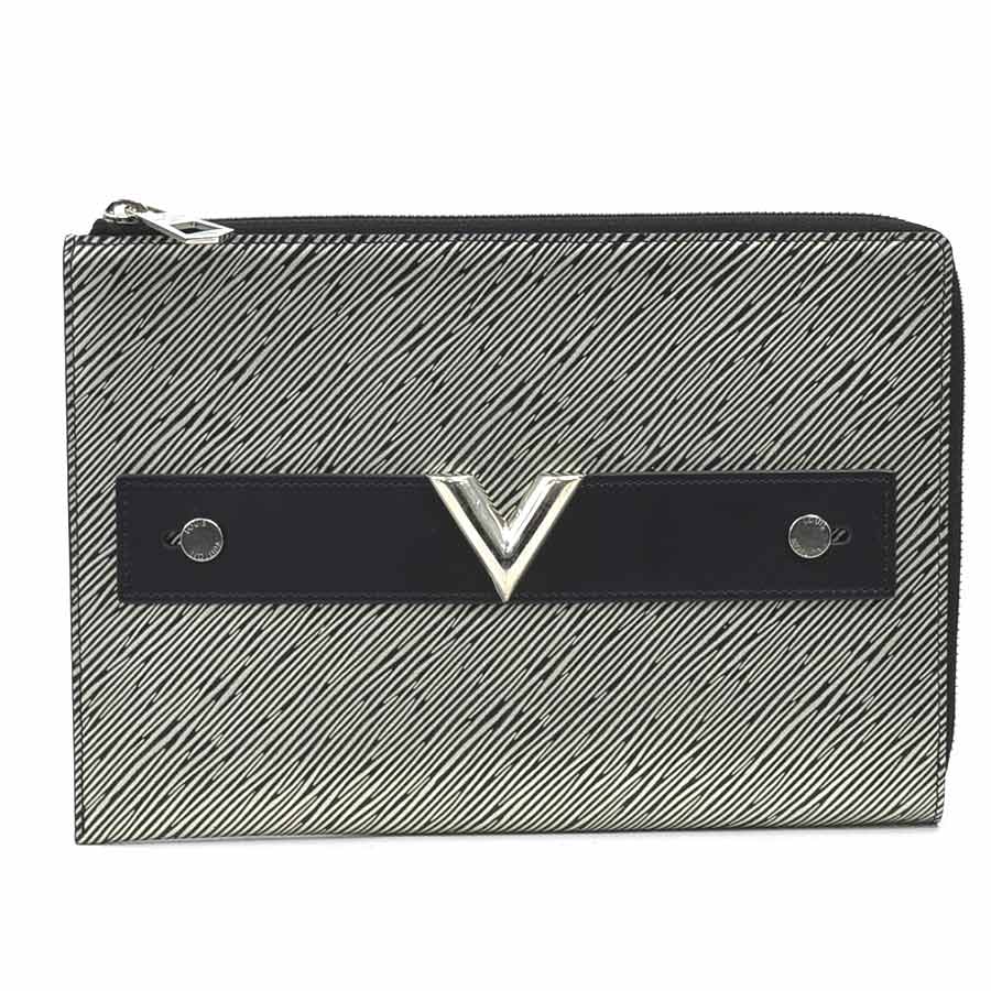 LOUIS VUITTON - ルイ ヴィトン LOUIS VUITTON クラッチバッグ エピ プラティーヌ ポシェット プラット エピレザー シルバー/ブラック シルバー メンズ M62092 送料無料【中古】 e61663