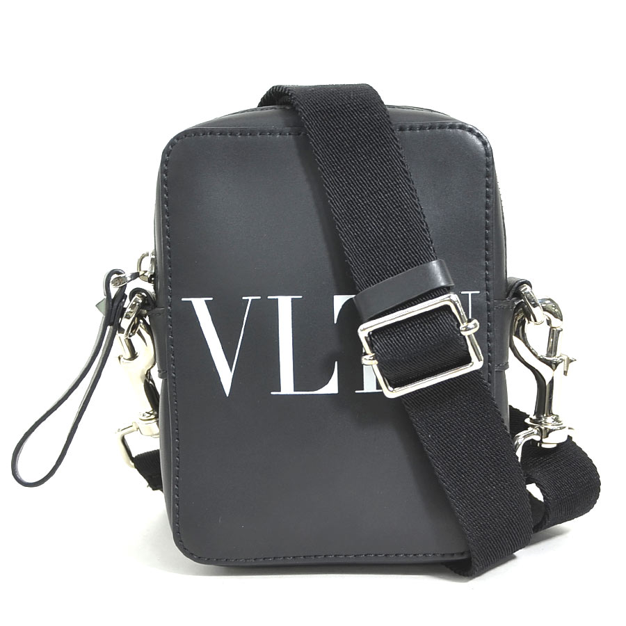 樂天商城 - ヴァレンティノ ガラヴァーニ Valentino Garavani 斜め掛けショルダーバッグ レザー/キャンバス ブラック/ホワイト シルバー ユニセックス 送料無料【中古】 e61702
