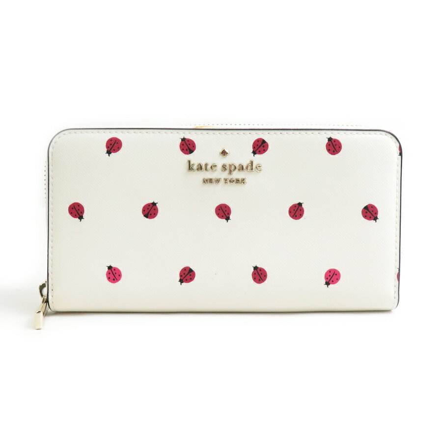 樂天商城 - ケイトスペード Kate Spade ラウンドファスナー長財布 PVCコーティングキャンバス ホワイト/レッド レディース 送料無料【中古】 r11136