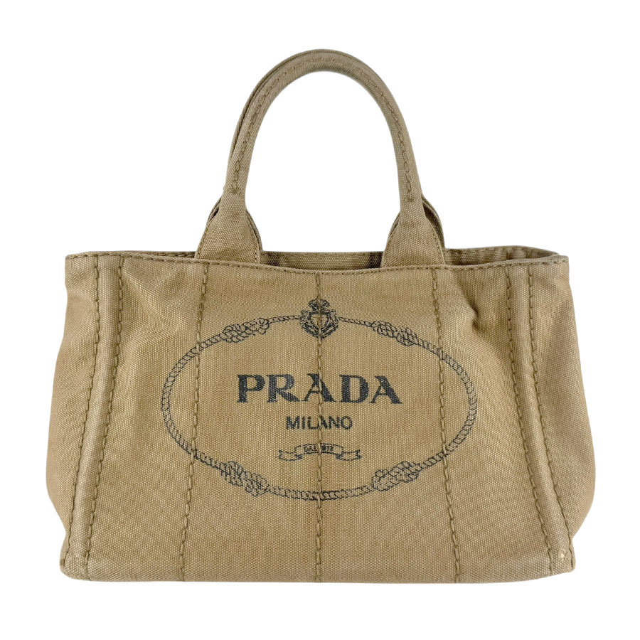 樂天商城 - プラダ PRADA ハンドバッグ ショルダーバッグ カナパ キャンバス ベージュブラウン ゴールド レディース 送料無料【中古】 z9226