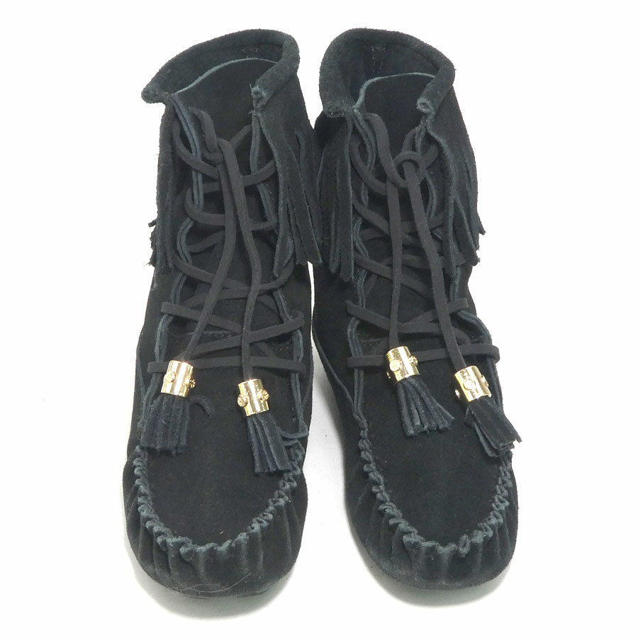 樂天商城 - トリーバーチ Tory Burch ブーツ モカシン ブーツ 7 スエード ブラック レディース 送料無料【中古】 56691i