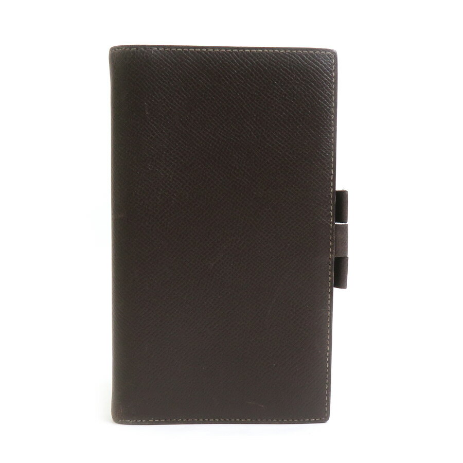 HERMES - エルメス HERMES 手帳カバー レザー ダークブラウン ユニセックス 送料無料【中古】 e61744a