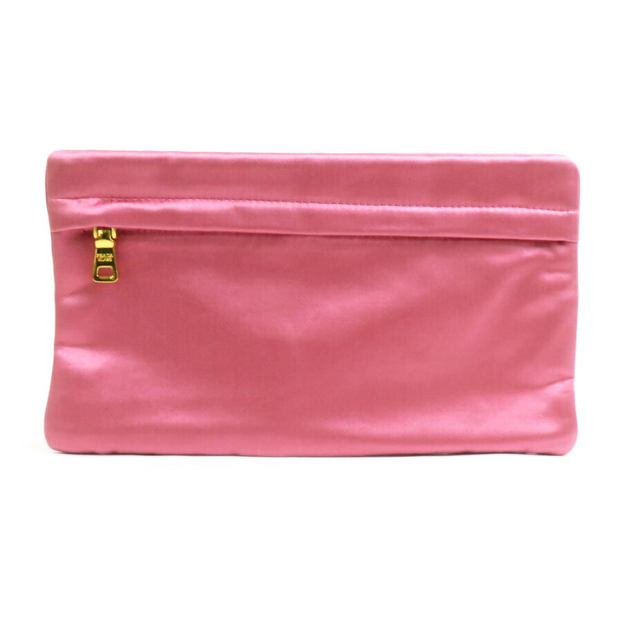 プラダ PRADA ポーチ サテン ピンク ゴールド レディース 送料無料【中古】 e61745a