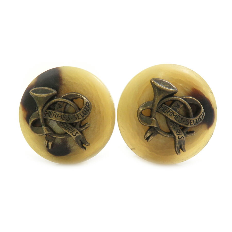 エルメス HERMES イヤリング バッファローホーン/メタル ベージュ/ゴールド レディース 送料無料【中古】 e61776a