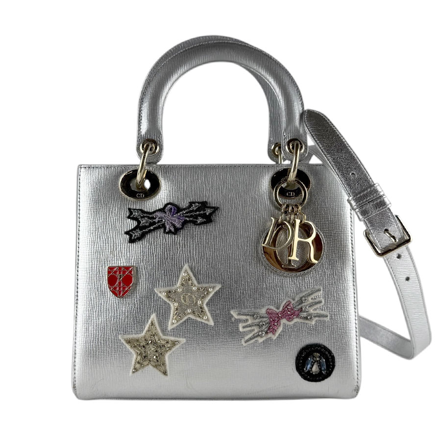 クリスチャンディオール Christian Dior ハンドバッグ ショルダーバッグ レディディオール レザー シルバー/マルチカラー ゴールド レディース 送料無料【中古】 z9346