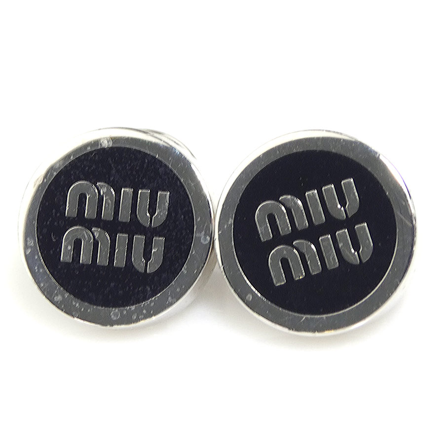 樂天商城 - ミュウミュウ MIUMIU ピアス メタル ブラック/シルバー レディース 送料無料【中古】 56700g