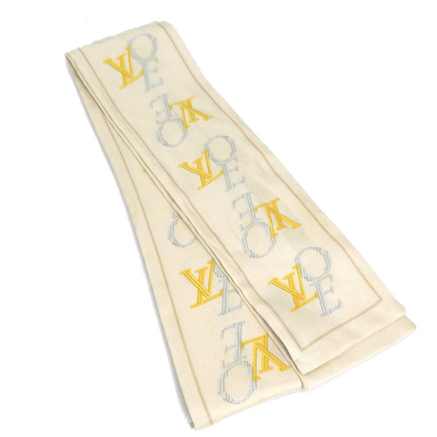 ルイ ヴィトン LOUIS VUITTON スカーフ バンドー シルク ライトベージュ/シルバー/ゴールド レディース 送料無料【中古】 e61784a