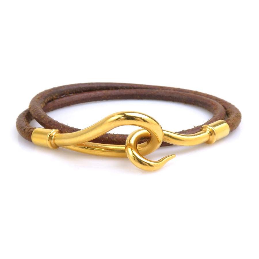 樂天商城 - エルメス HERMES ブレスレット ジャンボ レザー/メタル ブラウン/ゴールド ユニセックス 送料無料【中古】 h32161j