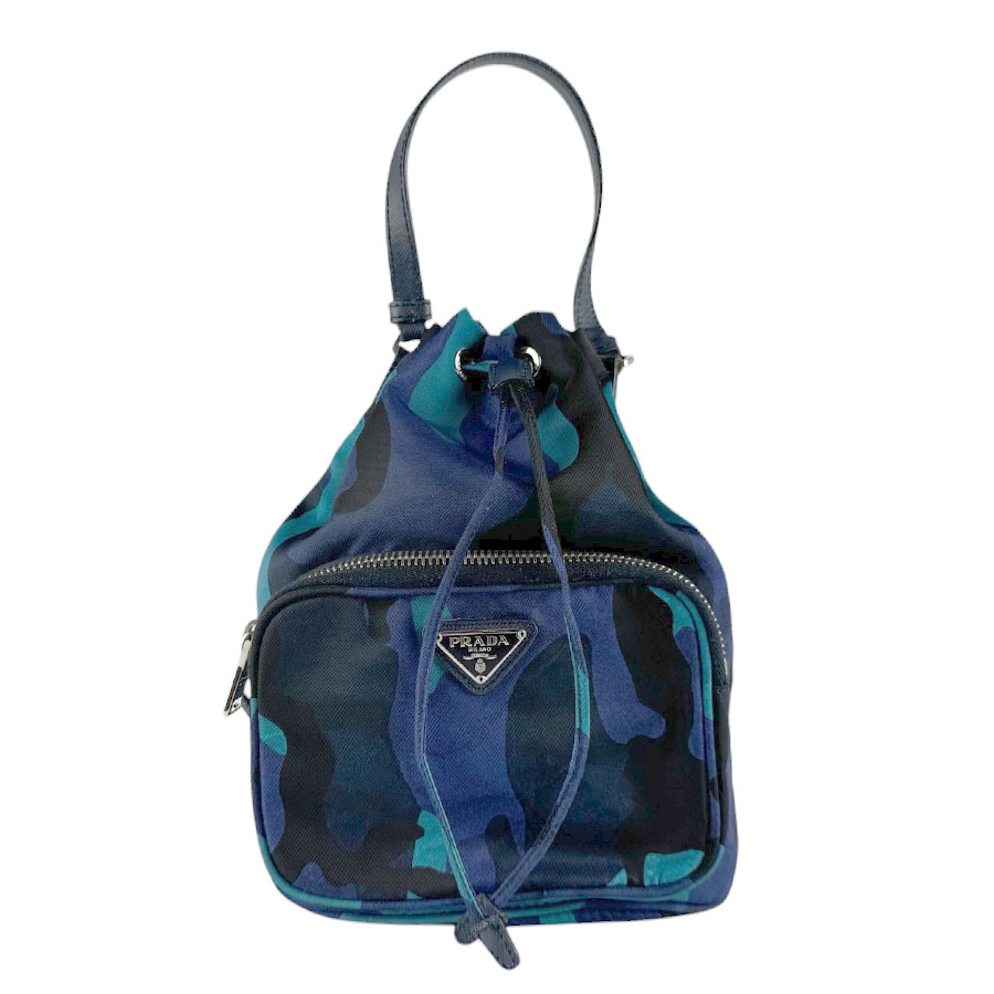 樂天商城 - プラダ PRADA ハンドバッグ 斜め掛けショルダーバッグ ナイロン/レザー ネイビー/ブラック/ブルー シルバー レディース 送料無料【中古】 z9367