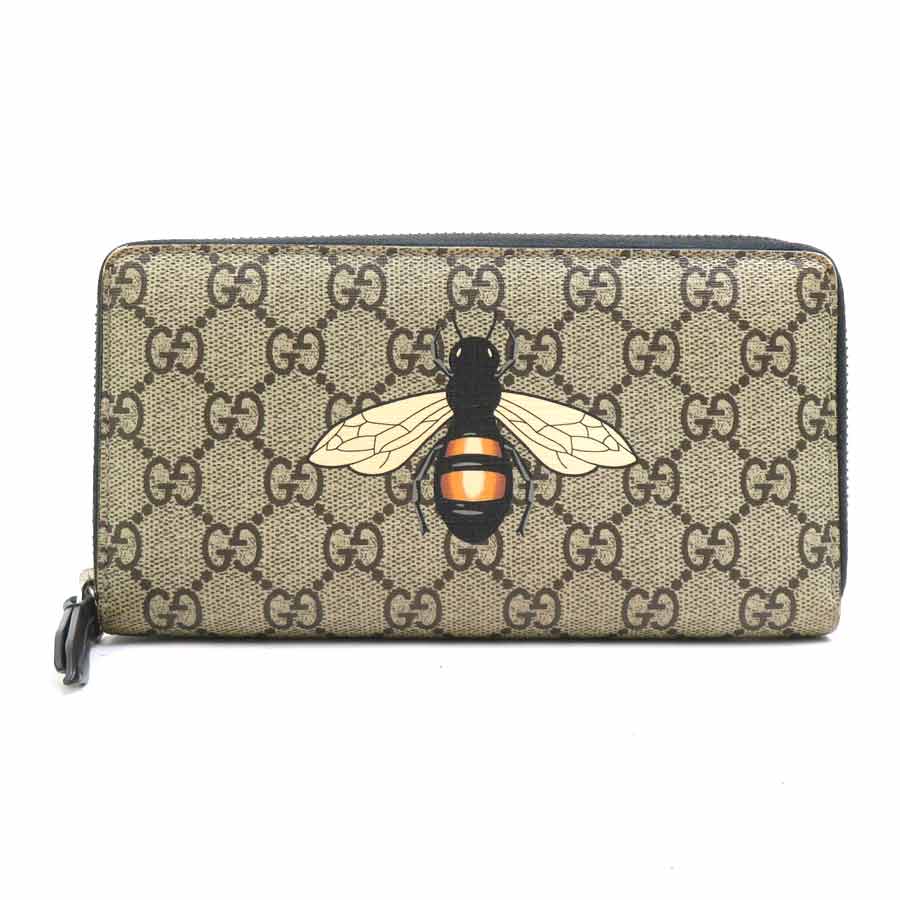 樂天商城 - グッチ GUCCI ラウンドファスナー長財布 Bee GGスプリームキャンバス ベージュブラウン メンズ 送料無料【中古】 e61807a