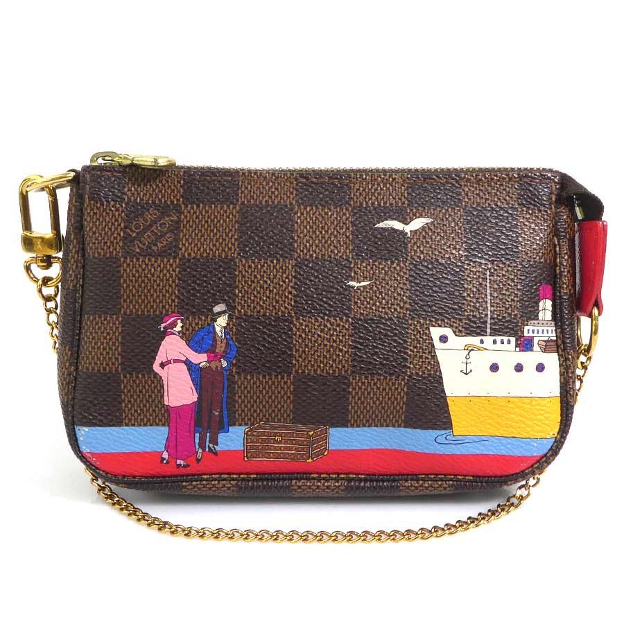 樂天商城 - ルイ ヴィトン LOUIS VUITTON ハンドバッグ アクセサリーポーチ ミニ ポシェット アクセソワール ダミエキャンバス/メタル ブラウン/ゴールド レディース N41667 送料無料【中古】 e61825a