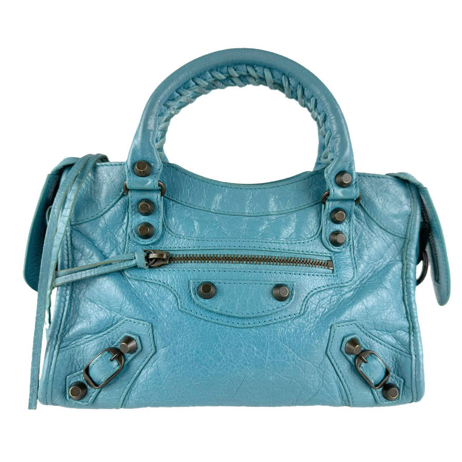 樂天商城 - バレンシアガ BALENCIAGA ハンドバッグ ショルダーバッグ クラシック ミニ シティ レザー ターコイズブルー レディース 300295 送料無料【中古】 z9427
