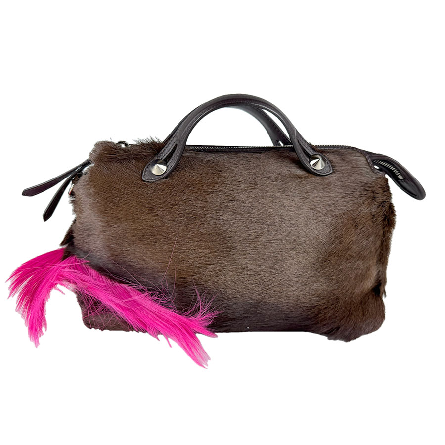 FENDI - フェンディ FENDI ハンドバッグ ショルダーバッグ バイ ザ ウェイ ミディアム ハラコ/レザー ブラウン レディース 8BL124-Z69 送料無料【中古】 z9471