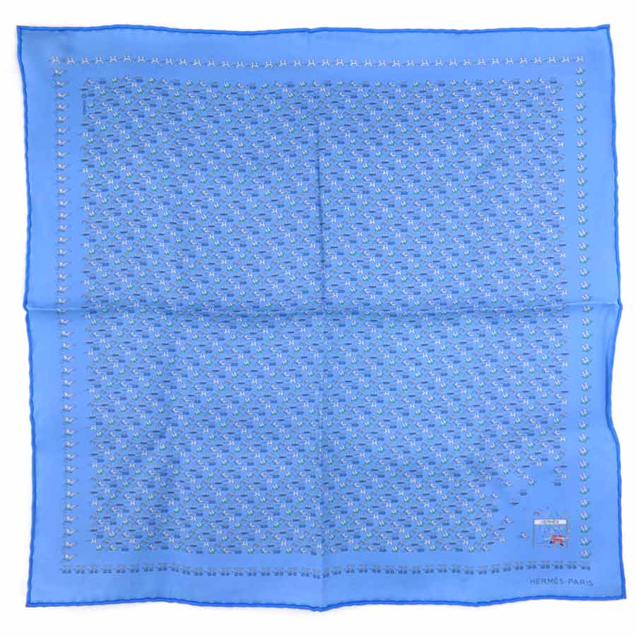 Silk - エルメス HERMES スカーフ プチカレ シルク ブルー/ホワイト/グレー/グリーン レディース 送料無料【中古】 e61868a