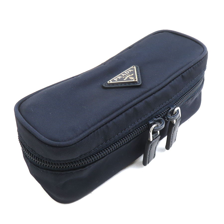 プラダ PRADA 化粧ポーチ ナイロン ネイビー レディース 送料無料【中古】 r11200a