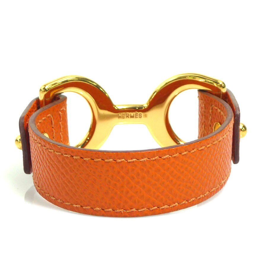 ブランドバリューのエルメス HERMES ブレスレット パバン レザー/メタル オレンジ/ゴールド レディース 送料無料【中古】 e61976c｜アングル3