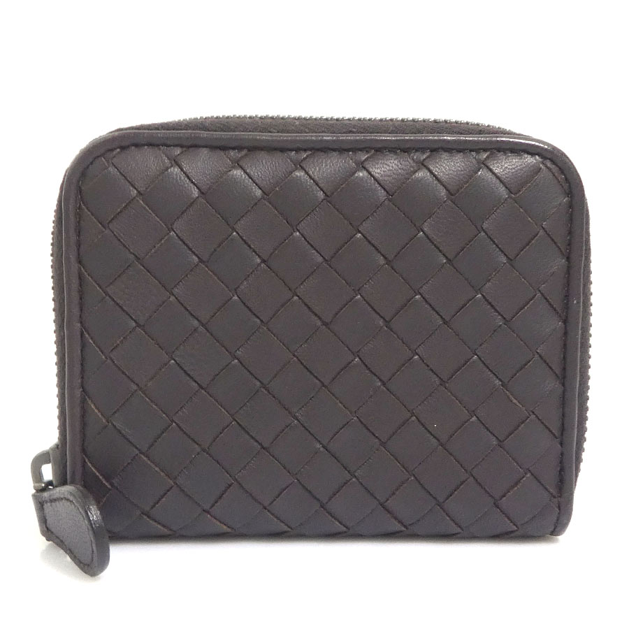 ボッテガヴェネタ BOTTEGAVENETA コインケース イントレチャート レザー ブラウン ユニセックス 送料無料【中古】 r11247a