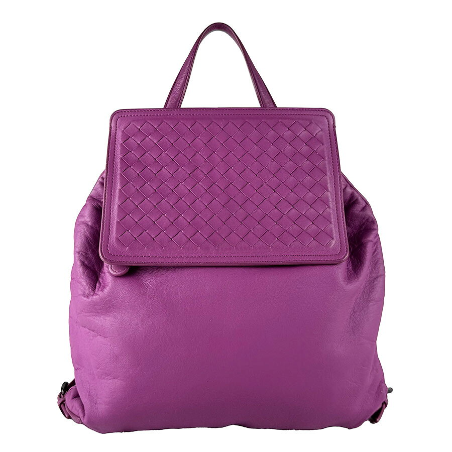 ボッテガヴェネタ BOTTEGAVENETA リュック イントレチャート レザー パープル レディース 送料無料【中古】 z10825
