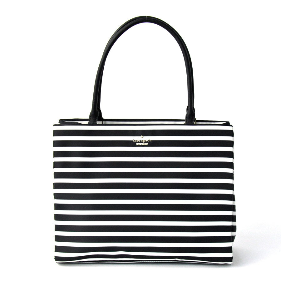 ケイトスペード ショルダーバッグ ブラックxホワイト ナイロンキャンバスxレザー トートバッグ kate spade レディース 【中古】【定番人気】 - k6609