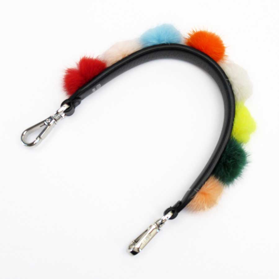 フェンディ FENDI ハンドル 替えハンドル ブラックxマルチカラー レザーxミンク 【中古】【定番人気】 - h26823aのサムネイル