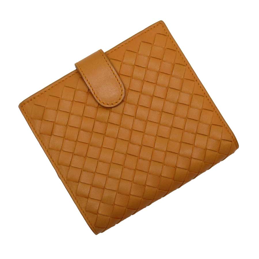 ボッテガヴェネタ BOTTEGA VENETA 二つ折り財布 イントレチャート ブラウン系 レザー 【中古】【定番人気】 - g2569a