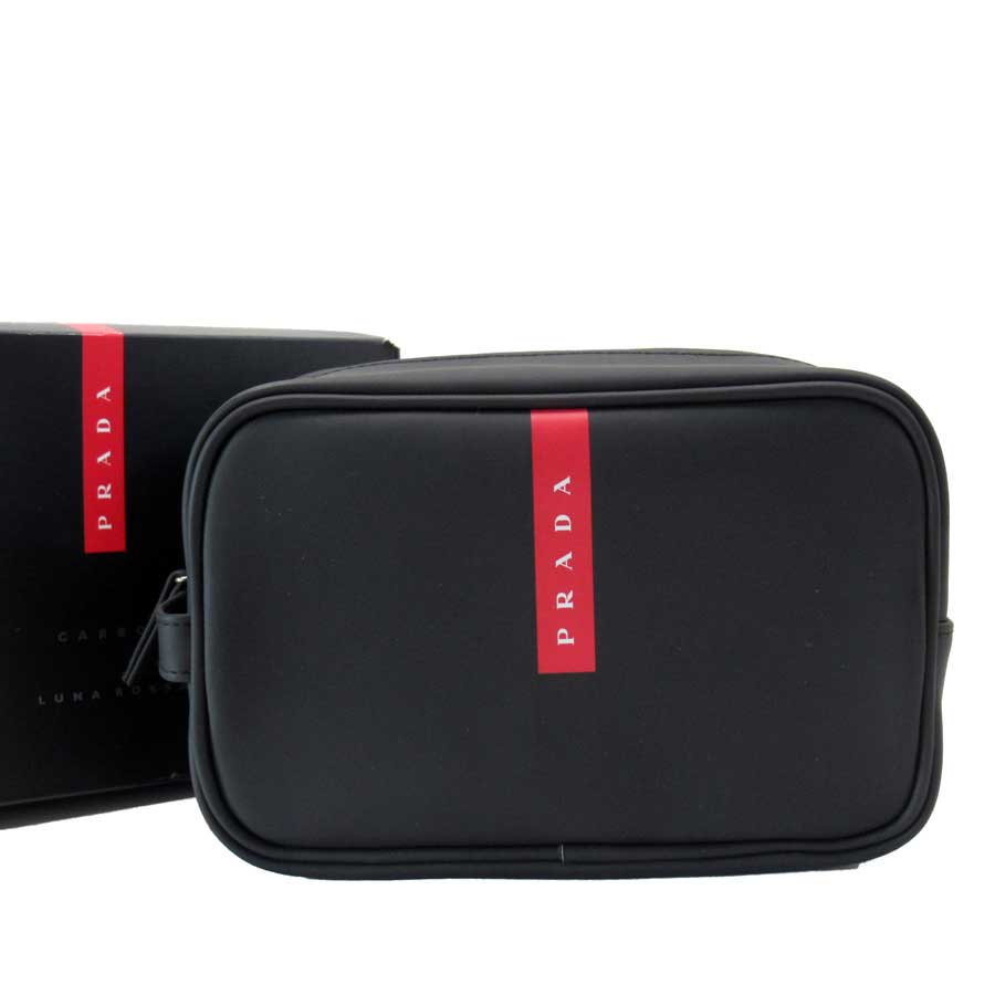 【未使用】プラダ PRADA ポーチ クラッチバッグ プラダスポーツ ブラック xレッドxシルバー ネオプレーン - g2734aのサムネイル