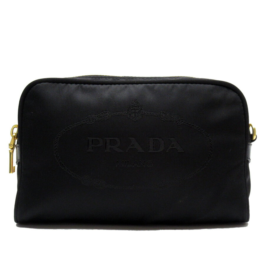 楽天ブランドバリュープラダ PRADA ポーチ マルチケース NERO（ブラック）xゴールド ナイロンxレザー 【中古】【定番人気】 - g3174a