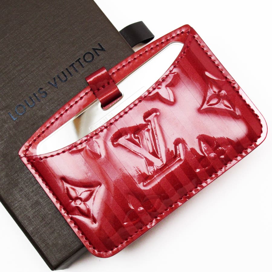 【中古】ルイヴィトン Louis Vuitton ミラー 手鏡 ヴェルニ レイユール エテュイ・ミロワール ミラー ポムダムール ミラーxパテントレザー M91710  - g3407g