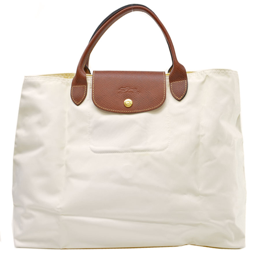 ロンシャン LONGCHAMP バッグ ル プリアージュ ホワイトxブラウン ナイロンxレザー トートバッグ ハンドバッグ レディース 【中古】【定番人気】 - 53148aのサムネイル
