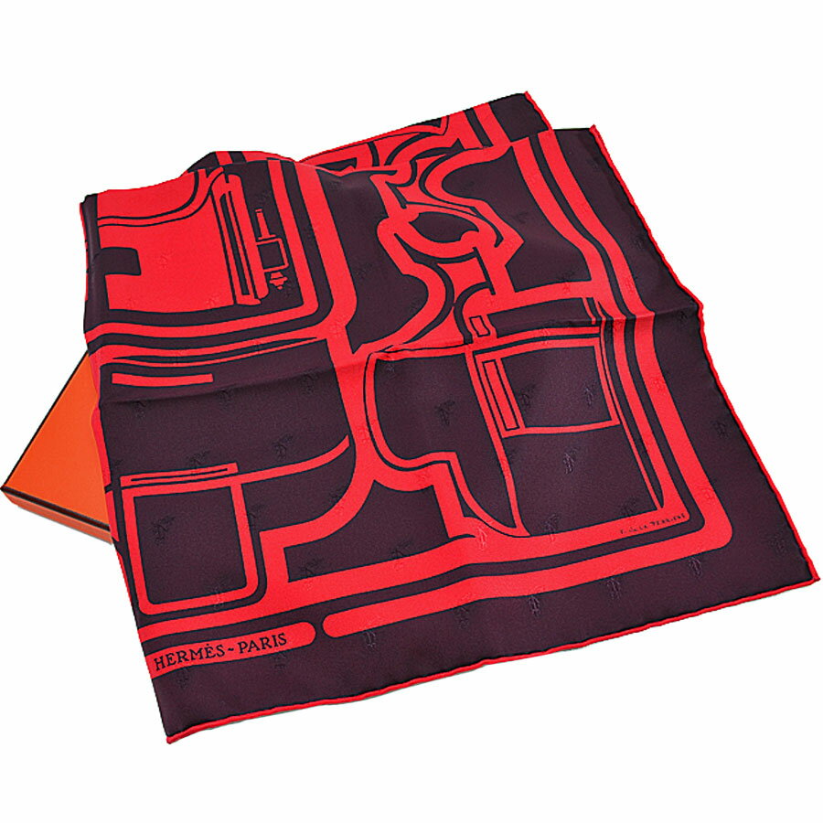 【美品】エルメス HERMES スカーフ カレ70 LES COUPES レッドxボルドー シルク100％ レディース 【中古】 - r9212fのサムネイル