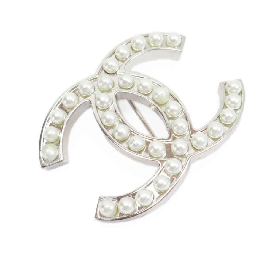 シャネル CHANEL ブローチ ココマーク シルバーxホワイト フェイクパールx金属素材 レディース 【中古】【おすすめ】 - h24298aのサムネイル