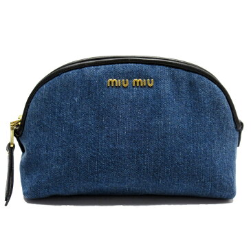 ミュウミュウ MIUMIU ポーチ マルチケース デニムブルーxゴールドxブラック デニムキャンバスxレザー 【中古】【定番人気】 - h27094g