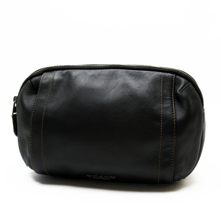 【未使用】コーチ COACH ボディバッグ ウエストポーチ ブラック レザー 【中古】 - h27153a