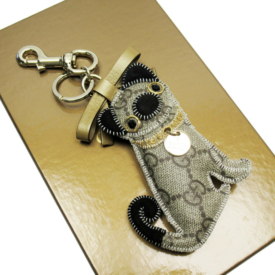 グッチ GUCCI チャーム GGスプリーム グッチョリ オリバー パグ ブラウン系xゴールドxブラ ...