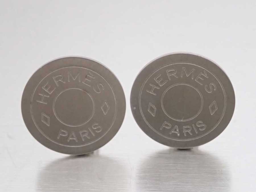 エルメス HERMES イヤリング BIJOUTERIE FANTAISE セリエ マットシルバー 金属素材 ラウンドイヤリング シルバーイヤリング レディース 【中古】【おすすめ】 - e46828e