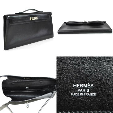 エルメス ハンドバッグ ポシェットケリー ロング ブラック ボックスカーフ HERMES レディース プレミアム特集【中古】【定番人気】 - 98075b
