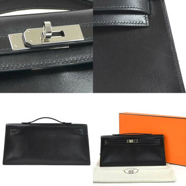 エルメス ハンドバッグ ポシェットケリー ロング ブラック ボックスカーフ HERMES レディース プレミアム特集【中古】【定番人気】 - 98075b