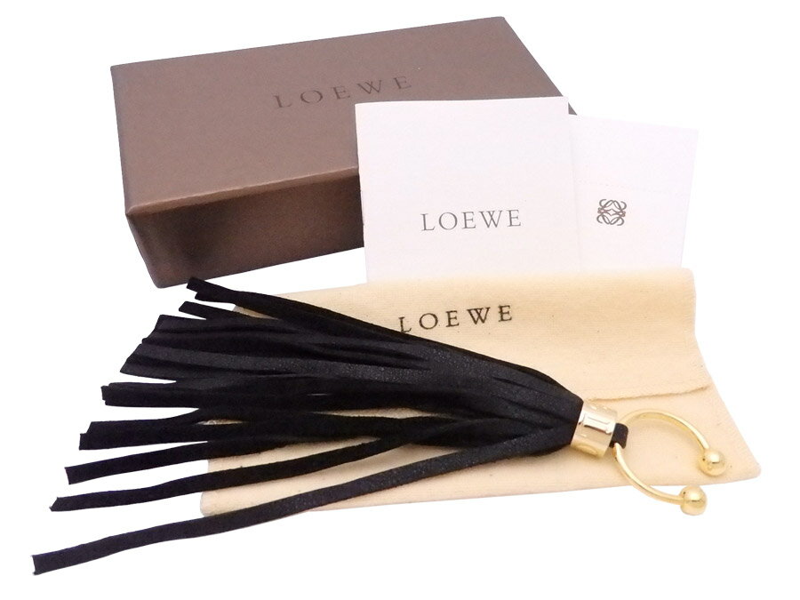 ロエベ LOEWE キーリング タッセル ブラック レザーxゴールド金具 バッグチャーム 送料無料【中古】【おすすめ】 - e49363aのサムネイル