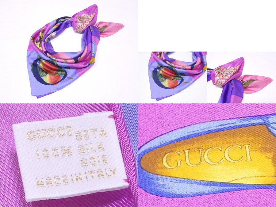 グッチ Gucci スカーフ マルチカラー 100％ シルク レディース 送料無料【中古】【おすすめ】 - e50473