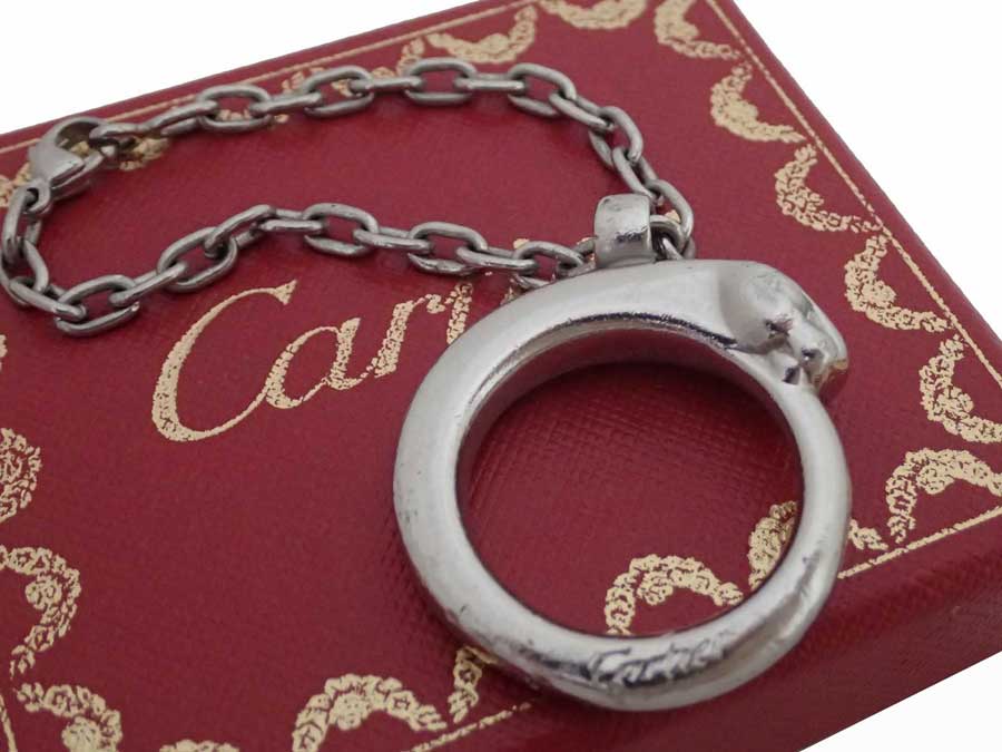カルティエ Cartier チャーム パンテール シルバー 金属素材 バッグチャーム チェーンホルダ ...