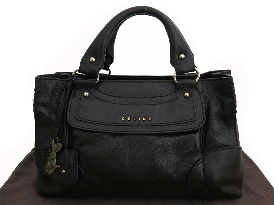 セリーヌ CELINE ハンドバッグ ダークブラウン レザーxゴールド金具 レディース 【中古】【おすすめ】 - e52003a