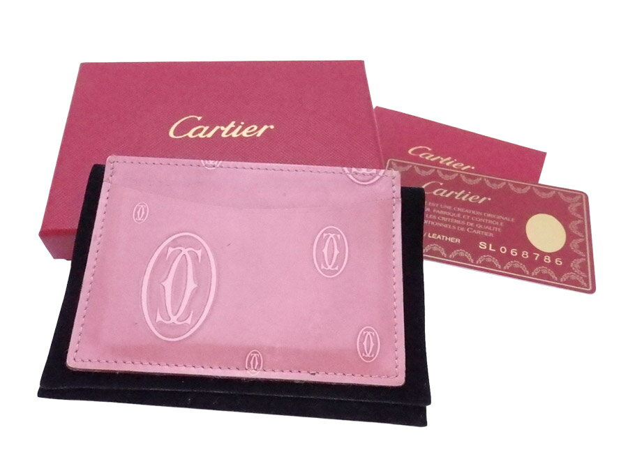 カルティエ Cartier カードケース ハッピーバースデー ピンク パテントレザー カードホルダー 送料無料 【中古】【おすすめ】 - e52061a